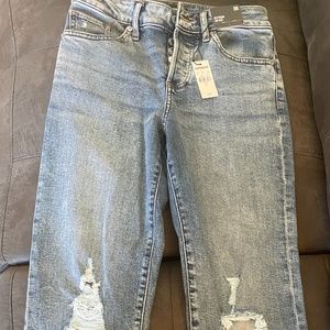 Express boyfriend mid rise distressed jeans size 0R